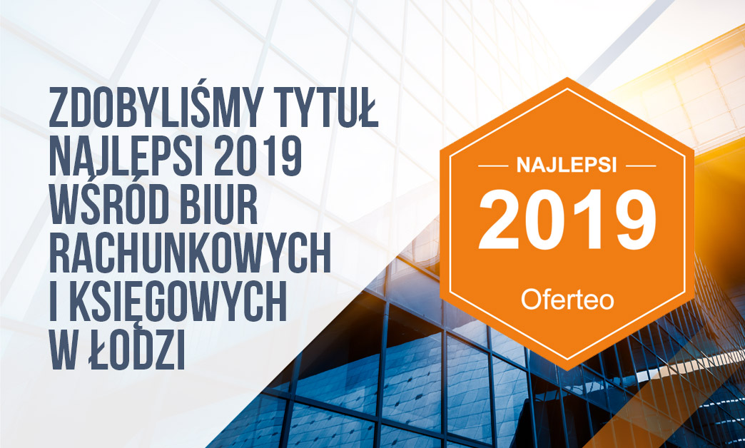 Tytuł najlepsi 2019 wśród biur rachunkowych i księgowych w Łodzi